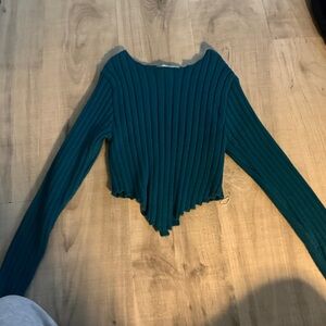 Elegant Teal Ribbed Sweater